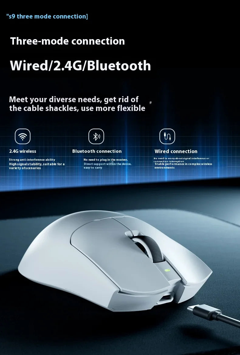 EWEADN S9 Pro/S9 Ultra Wireless Dual-model PAW3395/PAW3950 Lightweight Ergonomics Pc Accessories 8K E-sports Gamer Mouse Gift