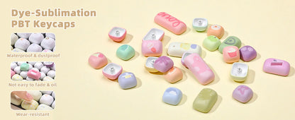 YUNZII Yellow Doodle MOG Dye Sub PBT Keycaps, 138 Keys Custom Cute MOG Profile Keycap Set for Mechanical Gaming Keyboards