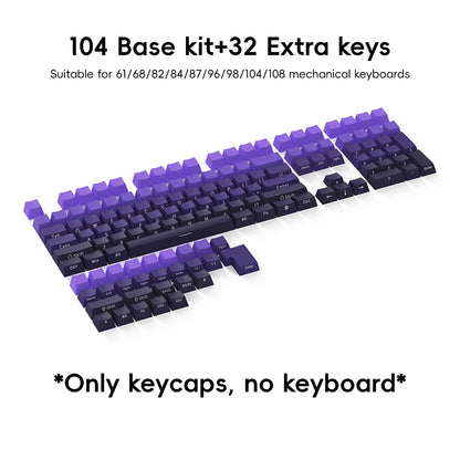 NPKC Gradient OEM PBT Keycaps Doubleshot Mechanical Keyboard Keycaps Custom Keycap Key Caps Side Printed Legends 136Keys Backlit