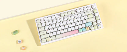 YUNZII Yellow Doodle MOG Dye Sub PBT Keycaps, 138 Keys Custom Cute MOG Profile Keycap Set for Mechanical Gaming Keyboards