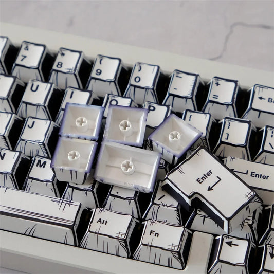 151 Keys Comic Theme Keycap Alice Set PBT Manga Style Keyboard Cap Cherry Profile Gaming KeyCap for Mechanical Keyboard 1.5u Alt
