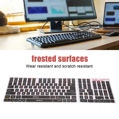 2 Pcs Keyboard Stickers PVC Decorative General Desktop Computer Keycaps Stickers for 84 to 108 Keys Keyboard
