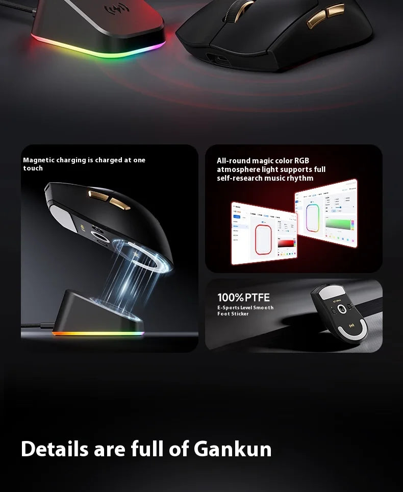 MCHOSE K7 Ultra Wireless Mouse Lightweight Gaming E-sports Mouse Wired /2.4G/ Bluetooth 3 Modes PAW3950 Dual Drive PC Accessorie