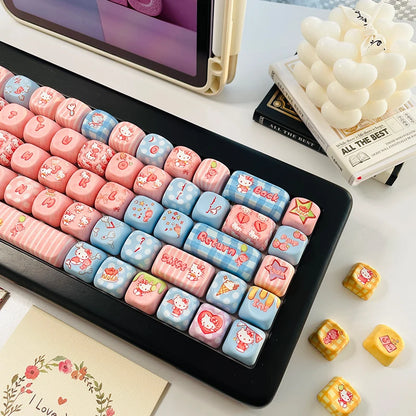130+ Keys MOA Profile KT Cat PBT Keycaps Customs 5 Side Dye Sub Key caps  for Cherry Gateron MX Switches Mechanical Keyboards