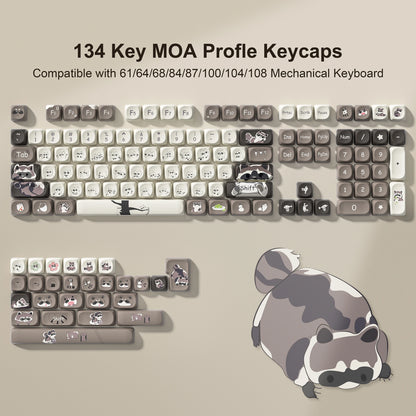 130+ Keys MOA Profile KT Cat PBT Keycaps Customs 5 Side Dye Sub Key caps  for Cherry Gateron MX Switches Mechanical Keyboards