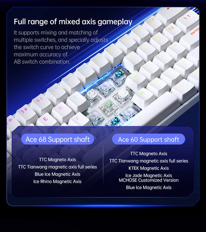 MCHOSE ACE68 Magnetic Keyboard Wired Mechanical ACE60 Pro for Gaming 0.01mm RapidTrigg 8000Hz SOCD/Rs 0.125ms 128K Sampling Rate