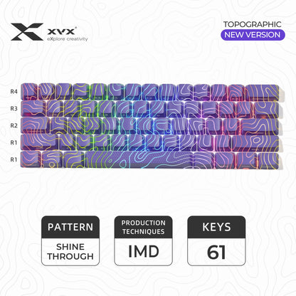 XVX 地形新版圖案透光 OEM 輪廓 IMD 技術鍵帽套裝 118 鍵