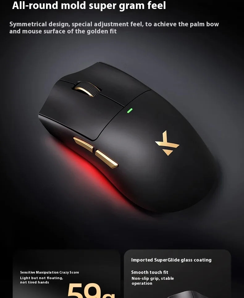 MCHOSE K7 Ultra Wireless Mouse Lightweight Gaming E-sports Mouse Wired /2.4G/ Bluetooth 3 Modes PAW3950 Dual Drive PC Accessorie