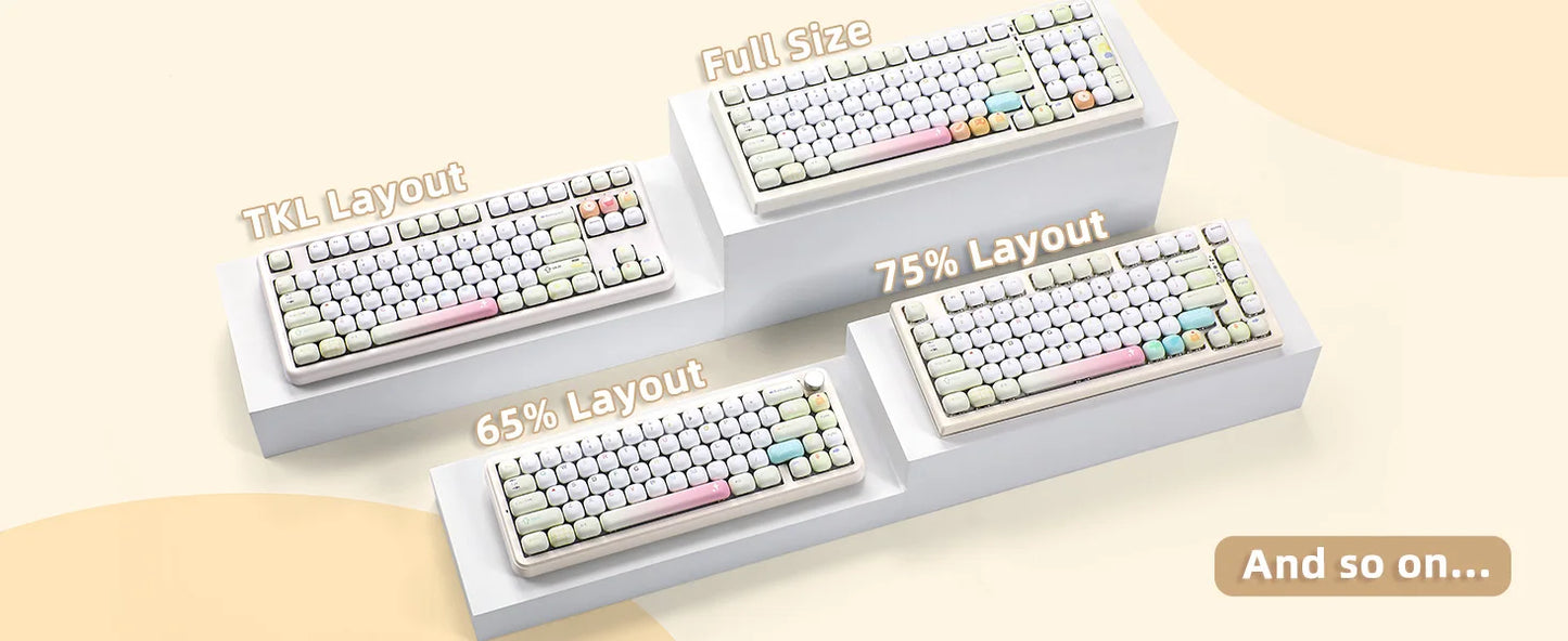 YUNZII Yellow Doodle MOG Dye Sub PBT Keycaps, 138 Keys Custom Cute MOG Profile Keycap Set for Mechanical Gaming Keyboards
