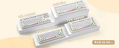 YUNZII Yellow Doodle MOG Dye Sub PBT Keycaps, 138 Keys Custom Cute MOG Profile Keycap Set for Mechanical Gaming Keyboards
