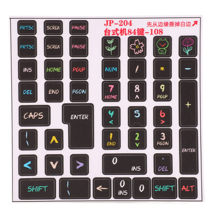 2 Pcs Keyboard Stickers PVC Decorative General Desktop Computer Keycaps Stickers for 84 to 108 Keys Keyboard