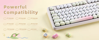 YUNZII Yellow Doodle MOG Dye Sub PBT Keycaps, 138 Keys Custom Cute MOG Profile Keycap Set for Mechanical Gaming Keyboards