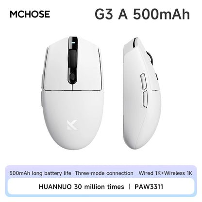 MCHOSE G3 Tri-Mode Wireless Gaming Mouse-PAW3311 Sensor,Type-C 2.4G/Bluetooth/Wired,Ultra-Light Ergonomic for PC/Laptop Gaming