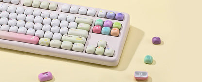 YUNZII Yellow Doodle MOG Dye Sub PBT Keycaps, 138 Keys Custom Cute MOG Profile Keycap Set for Mechanical Gaming Keyboards