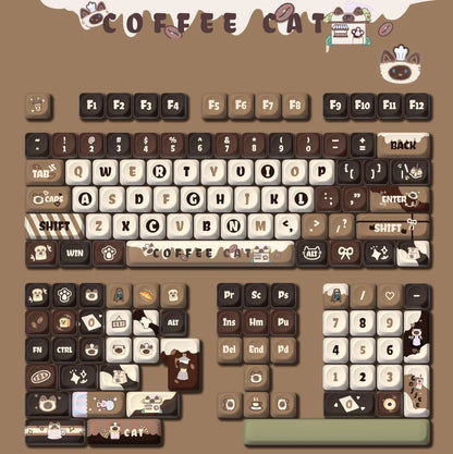 130+ Keys MOA Profile KT Cat PBT Keycaps Customs 5 Side Dye Sub Key caps  for Cherry Gateron MX Switches Mechanical Keyboards