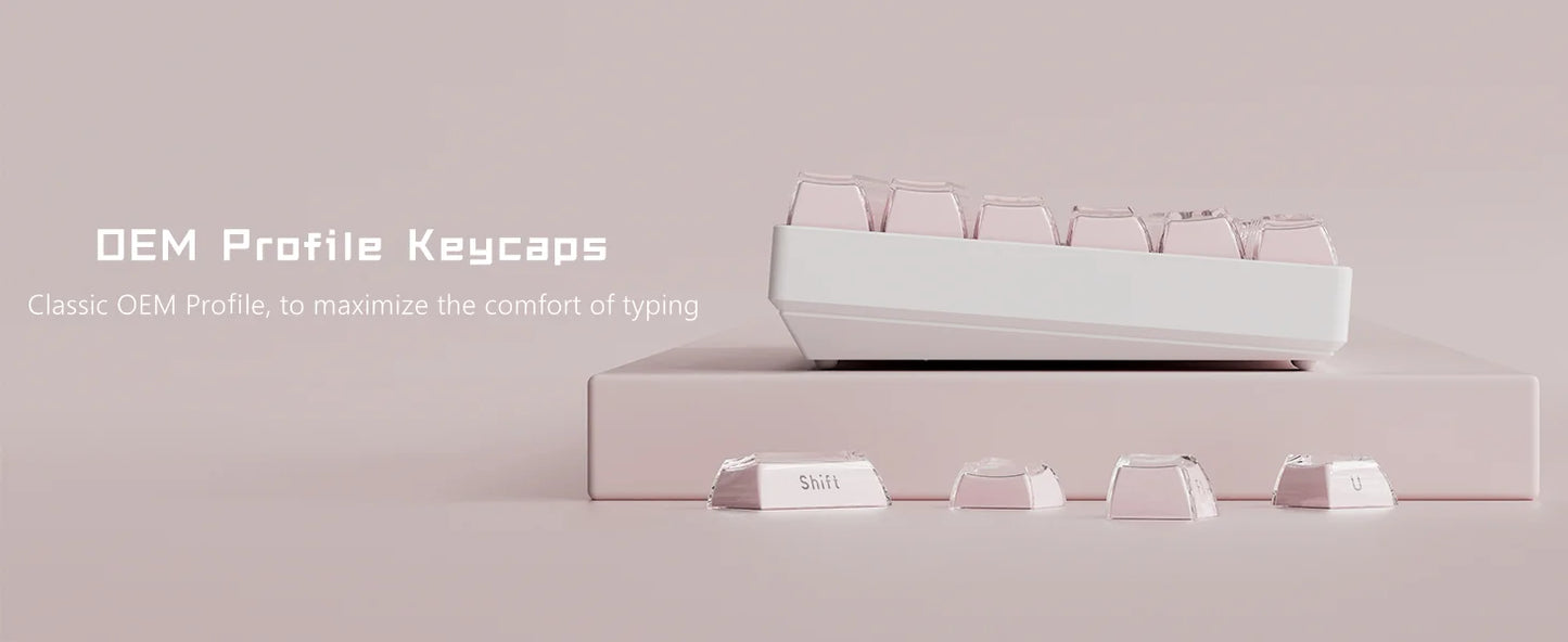 113 Key Jelly Round Side Keycaps Ice Crystal Translucent Pink OEM Profile Key cap for Cherry MX 61 68 104 Mechanical Keyboard