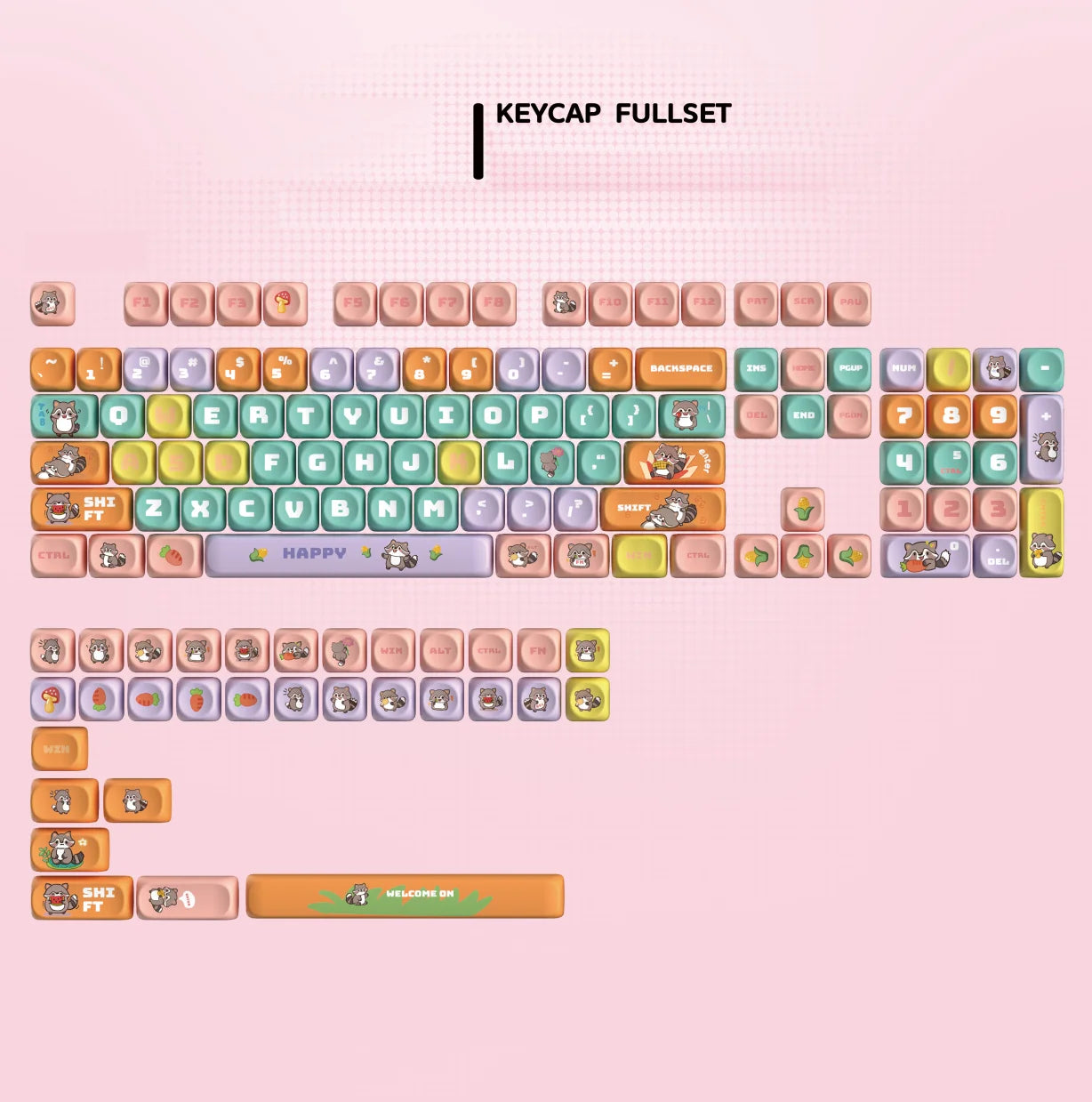 130+ Keys MOA Profile KT Cat PBT Keycaps Customs 5 Side Dye Sub Key caps  for Cherry Gateron MX Switches Mechanical Keyboards