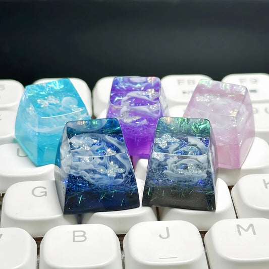NEW Butterfly Custom Keycaps Resin Drip Glue Cherry Transparent Cross Shaft for ESC Game Mechanical Keyboard Keycap