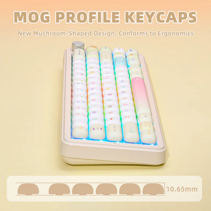 YUNZII Yellow Doodle MOG Dye Sub PBT Keycaps, 138 Keys Custom Cute MOG Profile Keycap Set for Mechanical Gaming Keyboards
