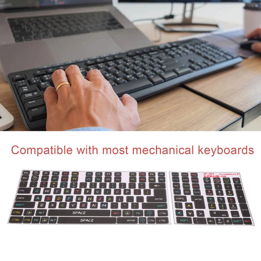 2 Pcs Keyboard Stickers PVC Decorative General Desktop Computer Keycaps Stickers for 84 to 108 Keys Keyboard