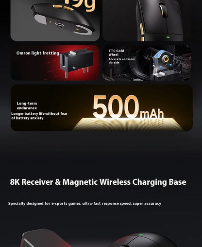 MCHOSE K7 Ultra Wireless Mouse Lightweight Gaming E-sports Mouse Wired /2.4G/ Bluetooth 3 Modes PAW3950 Dual Drive PC Accessorie