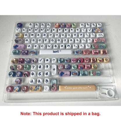 130+ Keys MOA Profile KT Cat PBT Keycaps Customs 5 Side Dye Sub Key caps  for Cherry Gateron MX Switches Mechanical Keyboards