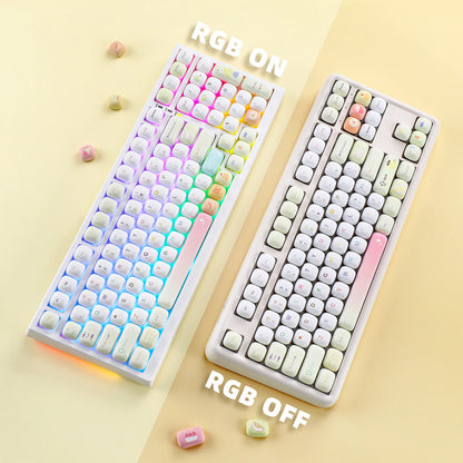 YUNZII Yellow Doodle MOG Dye Sub PBT Keycaps, 138 Keys Custom Cute MOG Profile Keycap Set for Mechanical Gaming Keyboards