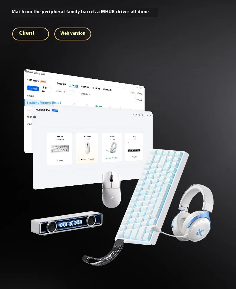 MCHOSE K7 Ultra Wireless Mouse Lightweight Gaming E-sports Mouse Wired /2.4G/ Bluetooth 3 Modes PAW3950 Dual Drive PC Accessorie
