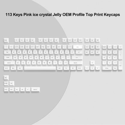 113 Key Jelly Round Side Keycaps Ice Crystal Translucent Pink OEM Profile Key cap for Cherry MX 61 68 104 Mechanical Keyboard