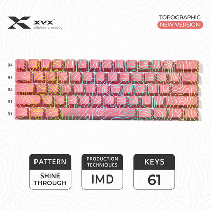 XVX 地形新版圖案透光 OEM 輪廓 IMD 技術鍵帽套裝 118 鍵