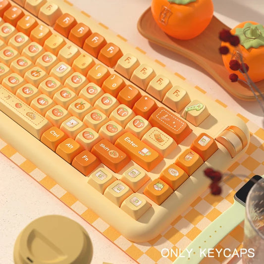 138/158key orange themed keycaps MDA profile Pbt thermal sublimation original cute keycaps mechanical game keyboard key cap gift