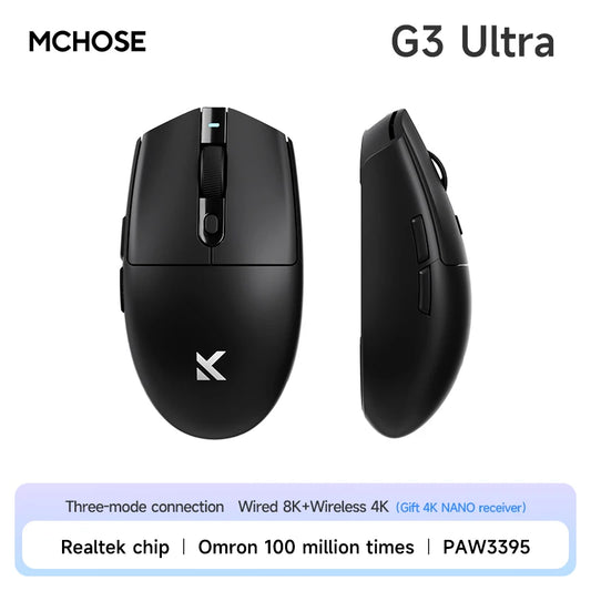 MCHOSE G3 Tri-Mode Wireless Gaming Mouse-PAW3311 Sensor,Type-C 2.4G/Bluetooth/Wired,Ultra-Light Ergonomic for PC/Laptop Gaming