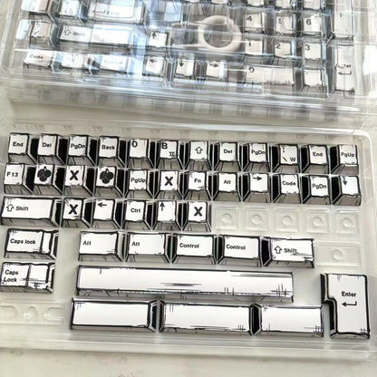 151 鍵漫畫主題鍵帽愛麗絲套裝 PBT 漫畫風格鍵盤帽 Cherry 輪廓遊戲鍵帽適用於機械式鍵盤 1.5u Alt