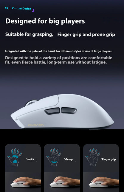 EWEADN S9 Pro/S9 Ultra Wireless Dual-model PAW3395/PAW3950 Lightweight Ergonomics Pc Accessories 8K E-sports Gamer Mouse Gift